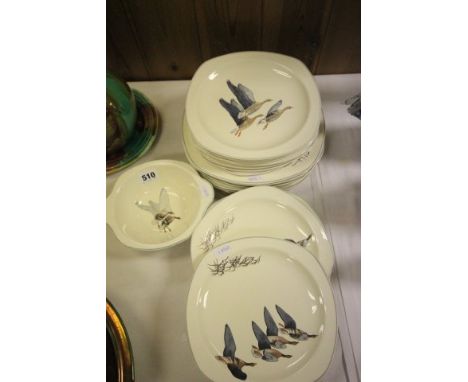 Midwinter Peter Scott 'Wild Geese' Design Dinnerware including 7 Dinner Plates, 7 Breakfast Plates, 8 Side Plates and a Bowl