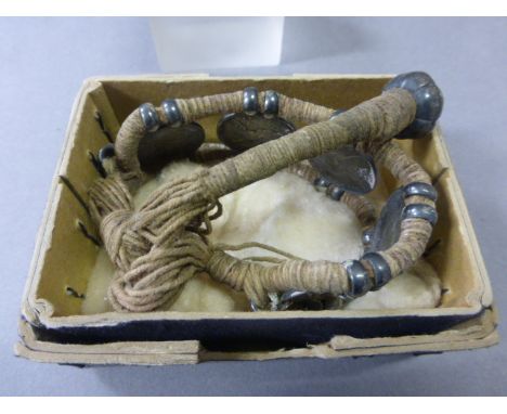 19th century Indian Bracelet made from Five Silver Rupee Coins contained in a vintage Mappin and Webb Box