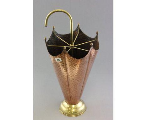 Deco Copper and Brass Stick Stand in the form of an Umbrella