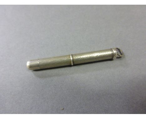 Silver Propelling Manicure Item in Engine Turned Case, Birmingham 1989 William H Manton