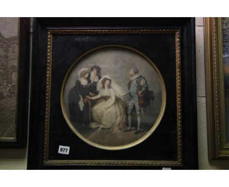 Antique Hogarth Framed Stipple Engraving Classical Figure Portrait