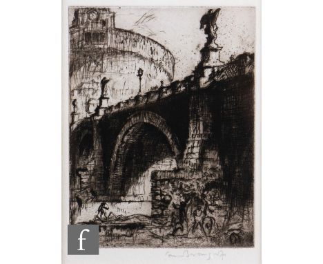 SIR FRANK&nbsp;BRANGWYN, RA, RWS, RE (1867-1956) - 'Ponte&nbsp;San Angelo,&nbsp;Rome', etching, signed in pencil, framed, 18c