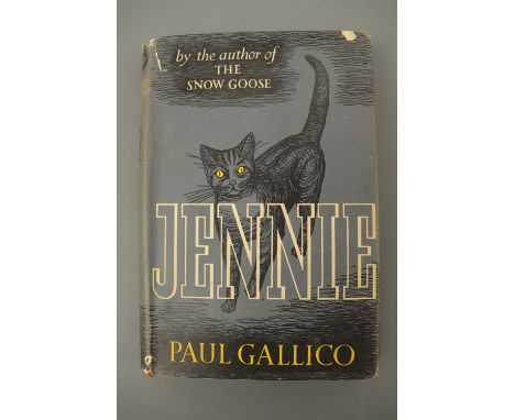 Paul Gallico, "Jennie", Michael Joseph, 1952, an author-inscribed copy, the free front end paper bearing Gallico's autograph 