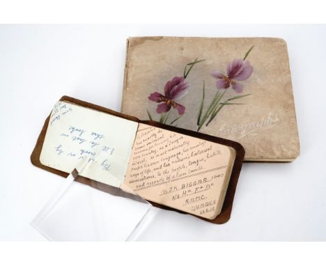 Early 20th Century bon mot albums, including a pocket sized example containing watercolour illustrations of a Scotsman 