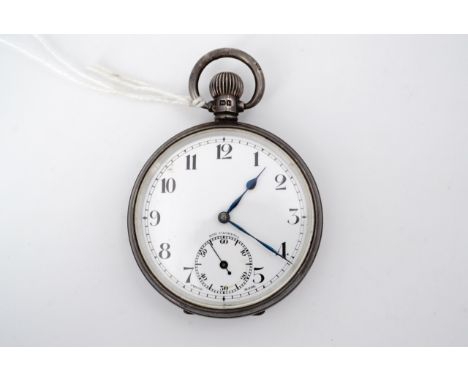 A 1930s silver cased pocket watch, having a crown-wound Swiss made lever movement, white enamelled face, Roman numerals and a