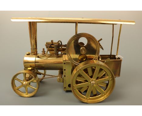 A Wilesco "Wilesco Tractor" brass live-steam traction engine, (unfired), 29 x 12 x 20 cm high