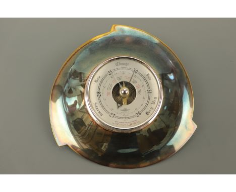 A 1960s Shortland moderne anodised barometer, 23 cm diameter