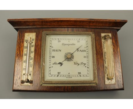 A George V oak rectangular wall hanging barometer, 33 x 5 x 19 cm high 