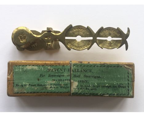 A late 19th Century set of sovereign scales in original carton