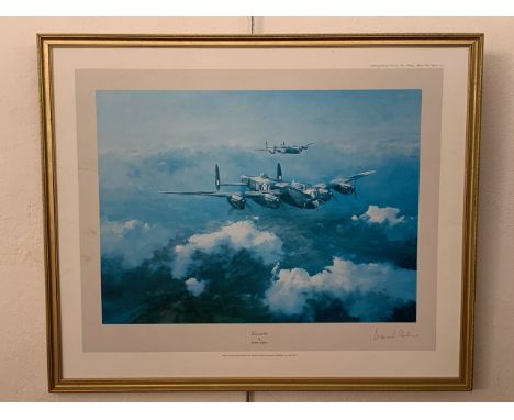 Robert Taylor, "Lancaster", a study of two RAF Lancaster bombers in flight, first edition print signed by Group Captain Leona