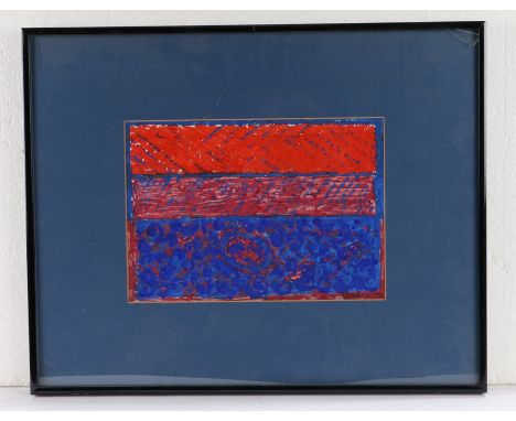 Couchman, abstract study in red and blue, signed and dated 1986, watercolour of Leamington Church, unsigned, Wilkinson, limit