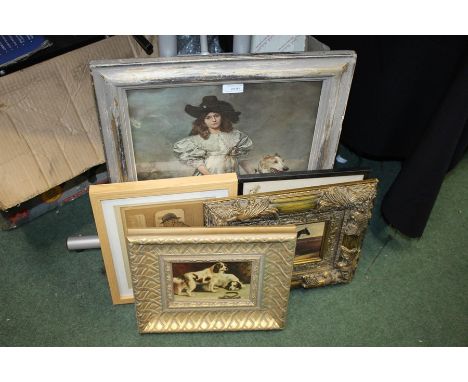 Prints to include two Cecil Alden prints, horse and dog prints, print titled "The Queen" (5)