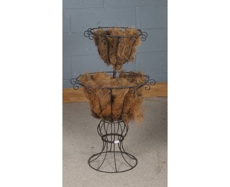 Laura Ashley wrought iron two tier garden planter, of circular form, 95cm high