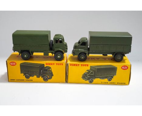 A Dinky 623 Army Covered Wagon, boxed and a 621 3-Ton Army Wagon