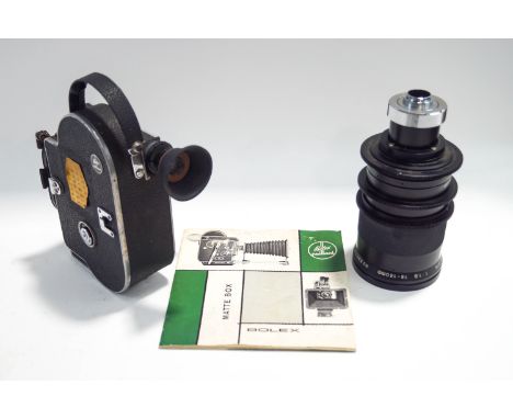 A Bolex H16 Reflex Cine Camera, (no original lenses), an Ernitec TV Zoom 160mm lens, fits the Bolex H16, and two Bolex instru