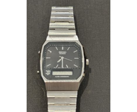 Seiko alarm chronograph wristwatch with box