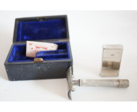 Finnegans 18 new bond street, S.W leather cased razor 
