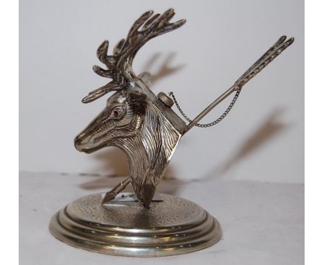 PLATED STAG, DESK STAND BELIEVED TO BE TABLE LIGHTER 13CM