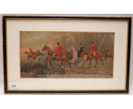 PRINT 'THE HUNT' BY G. WRIGHT 21 X 42.5CM.