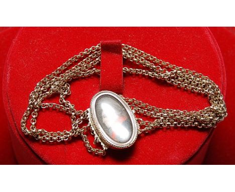 UNUSUAL 4 CHAIN BRACELET WITH MINIATURE PORTRAIT OF GENTLEMAN