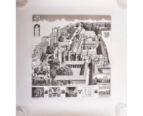 (ARR) Andrew Ingamells (British, b.1956) - New College, Oxford - An original limited edition signed black &amp; white etching
