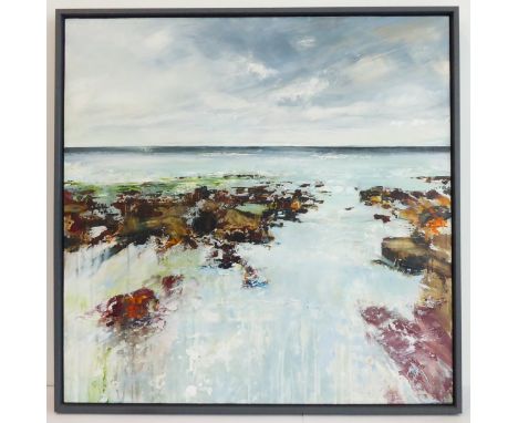 MELANIE CORMACK HICKS (British contemp.) - ‘Waves Whisper to Me’ - Seaton Hole seascape, Devon. Acrylic on board, insc. verso