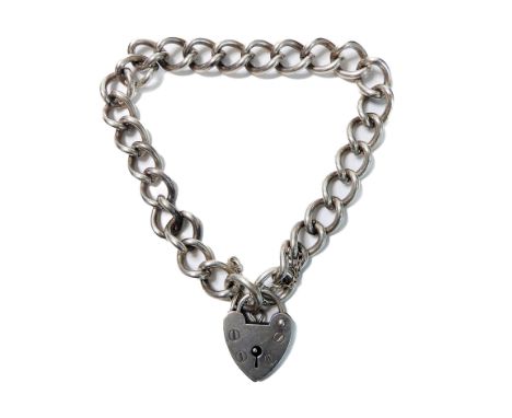 A chain link bracelet with a padlock clasp and safety chain (approx. 20.7g)
