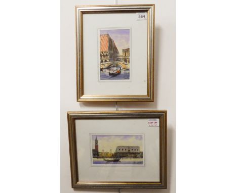 Two 20th century associated watercolour studies of Venetian scenes, each signed lower right (the portrait format example 15 x