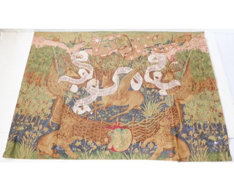 A wall-hanging tapestry after the mid-15th century original, 'Les Cerfs Ailés' ('The Winged Stags'). (143 x 188 cm)
