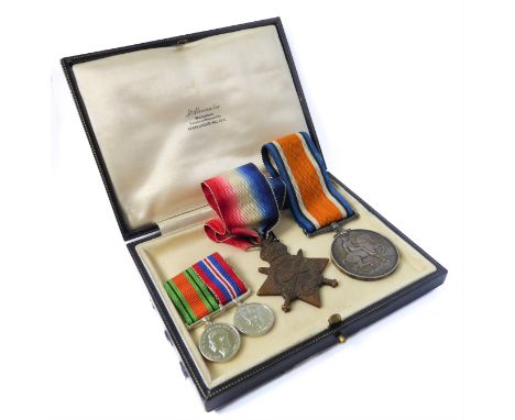Two WW1 campaign medals and two WW2 campaign miniatures:1. the British War Medal to F.28229 C.E. MANDER A.C.1  R.N.A.S. (Airc