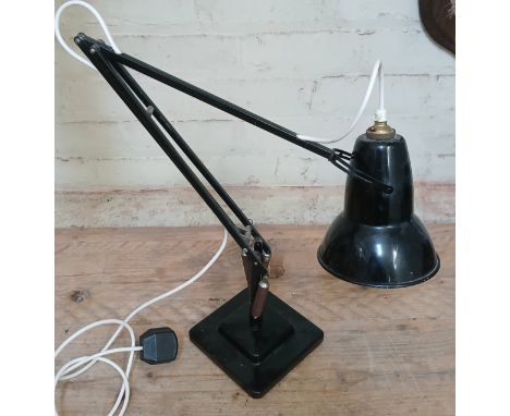 A vintage black Herbert Terry &amp; Sons Anglepoise lamp with two step base.  