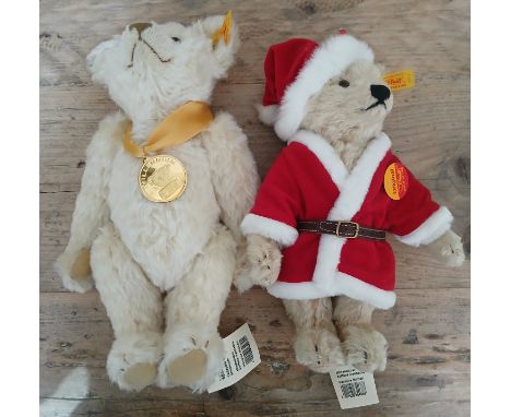 A Steiff Chritmas Bear and a Steiff Millenium bear.  