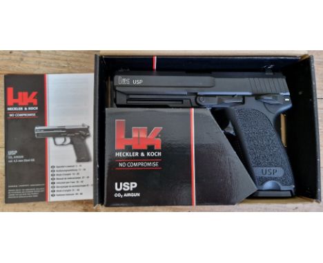 A Heckler &amp; Koch .177 calibre Co2 USP air pistol, serial no.17B00868, 20cm long, in original box with manual. (BUYER MUST