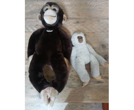 A Steiff monkey 'Jocko' together with another smaller Steiff monkey.  