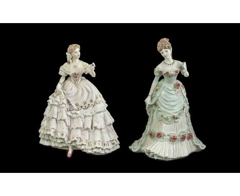 Royal Worcester Pair Of Ltd Edition Handpainted Porcelain Figures (2) - (1) 'Royal Anniversary - Splendour At Court' RW 4674 