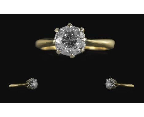 Antique Period 18ct Gold Single Stone Diamond Set Ring. Marks Rubbed but Tests 18ct Gold. The Old European Cut Diamond of Goo