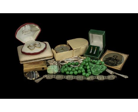 Box of Collectables, Gold &amp; Silver etc. Good Box of Collectables to Include 9ct Gold Drop Earrings, A Sterling Silver Nov