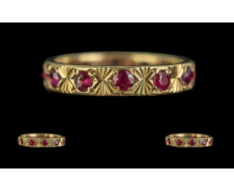 Ladies Excellent Quality 18ct Gold Ruby Set Full Eternity Ring. Marked 18ct. The Well Matched Rubies of Excellent Colour / Cl