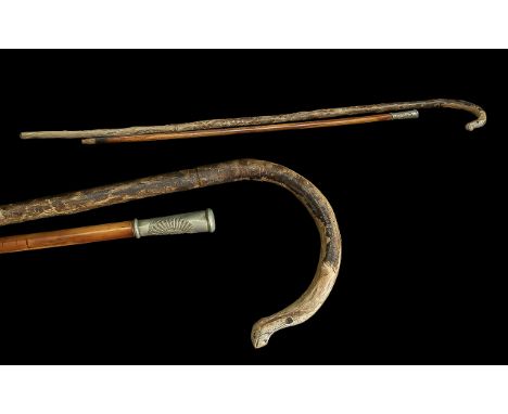 Walking Cane &amp; Swagger Stick, stick with metal top inscribed 'The South Staffordshire Regiment'.