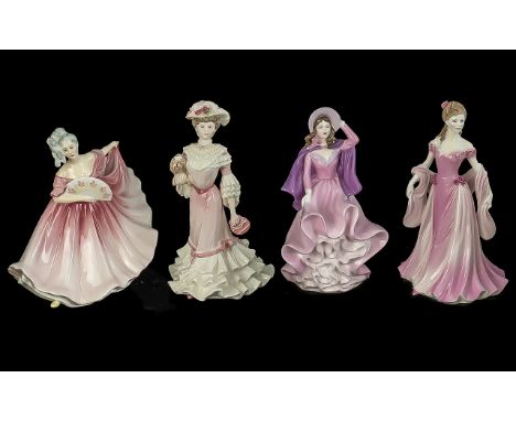 Four Porcelain Figures, Royal Doulton Elaine, Coalport Georgina, Royal Worcester Grace,  and Coalport Colleen.