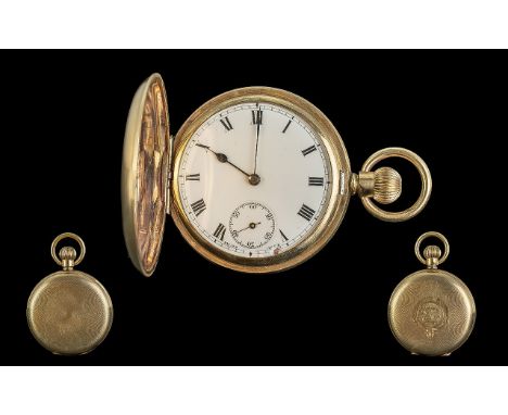 Elgin U.S.A Gold Filled Keyless Full Hunter Pocket Watch, Guaranteed to be of Two Plates of Gold, With Composition Between wi