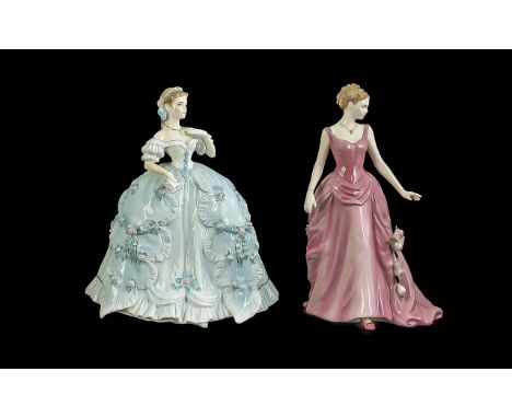 Royal Worcester Pair of Hand Painted Porcelain Ltd Edition Figures ( 2 ) Comprises 1/ The First Quadrille - Henrietta, RW 453