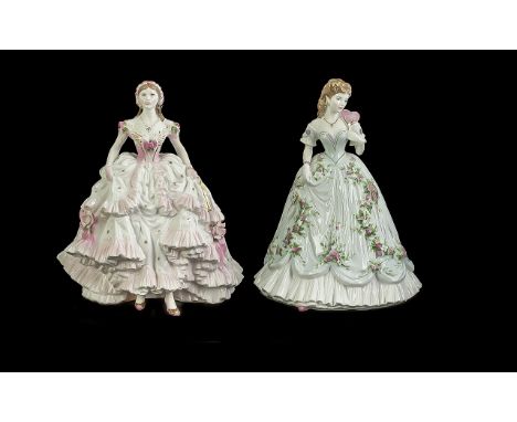 Royal Worcester Pair ( 2 ) of Ltd Edition Porcelain Figures. Comprises 1/ Queen of Hearts, RW 4532. Modeller John Bromley, Is