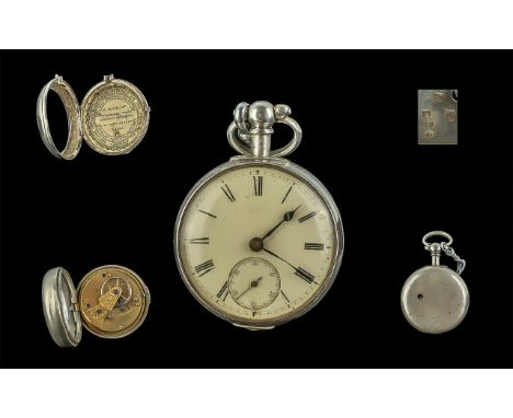 Victorian Period 1837 - 1901 Sterling Silver Pair Cased Key-wind Open Faced Pocket Watch. Fusee Movement, Hallmark London 187