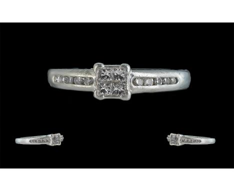 Platinum Contemporary Diamond Set Dress Ring, marked 950PT, the diamonds of good colour and clarity, weighing 0.25pts, marked