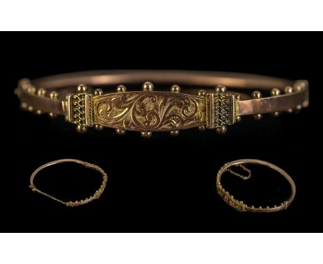 A 9ct Rose Gold Hinged Bangle, fully hallmarked Chester A 1901. Weight 6.5 grams.