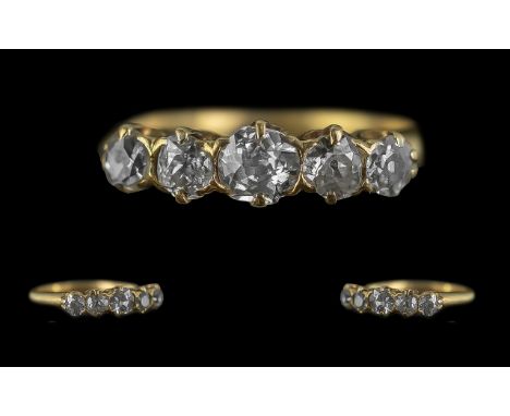 Ladies 5 Stone Diamond Set 9ct Gold Dress Ring. Stamped to Shank. Approx Weight 2.6 grams. Ring Size M. 