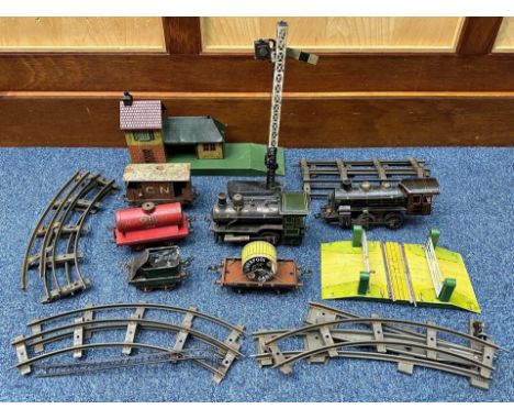 Hornby Tinplate Engine and Extras. Hornby Train, Carriages, Track etc. 