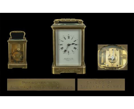 Historical Interest. H.ME Emanuel Portse by Appointment to Queen Victoria Striking and Chiming Large Brass Carriage Clock. Wi