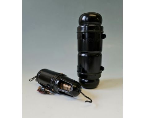 A Joseph Lucas inspection light together with a Joseph Lucas cylinder bulb holder and bracket.
